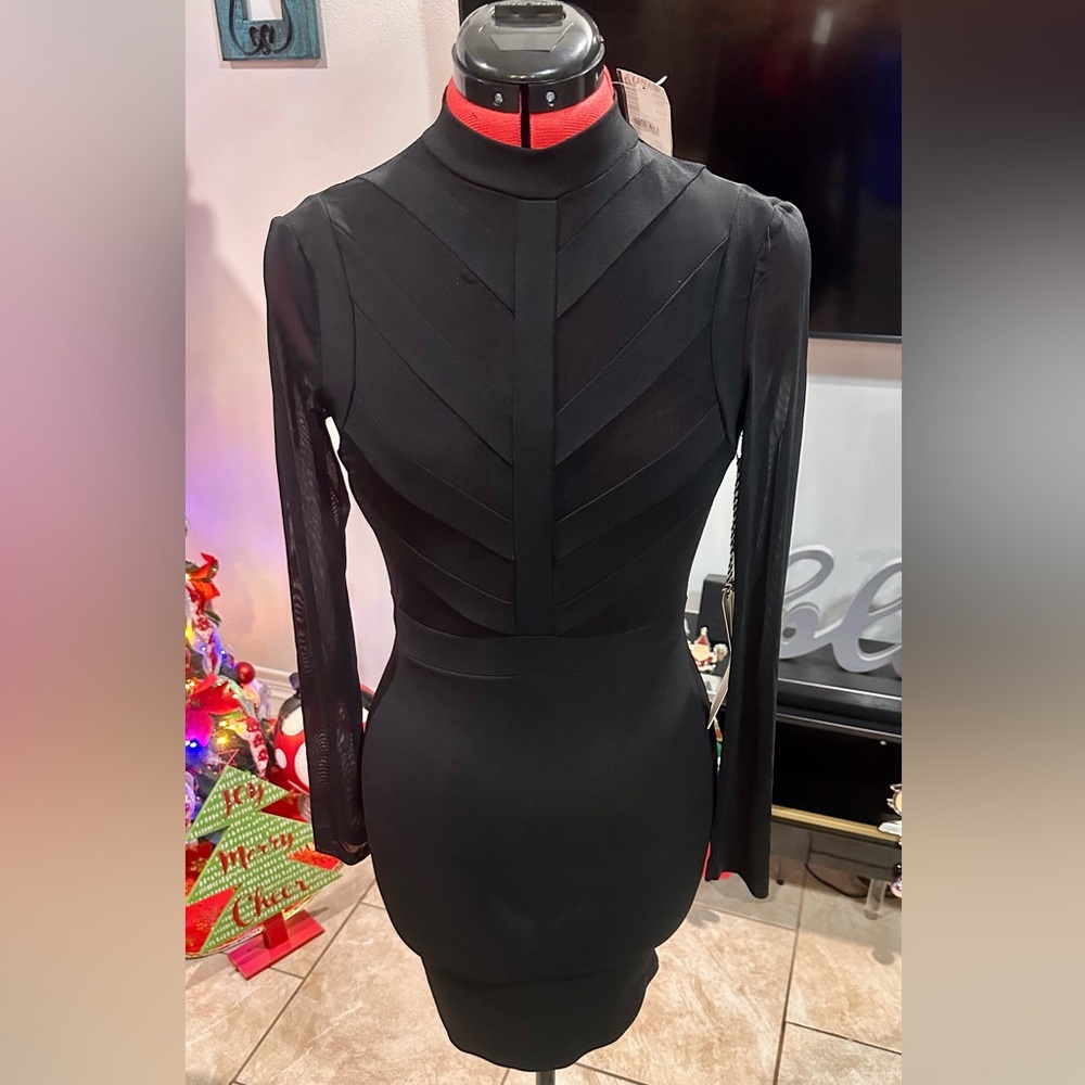 Papaya Black Long Sleeve Dress